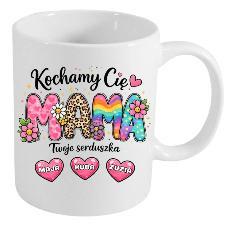 Kubek Kochamy Cię Twoje serduszka z imionami dzieci.jpg