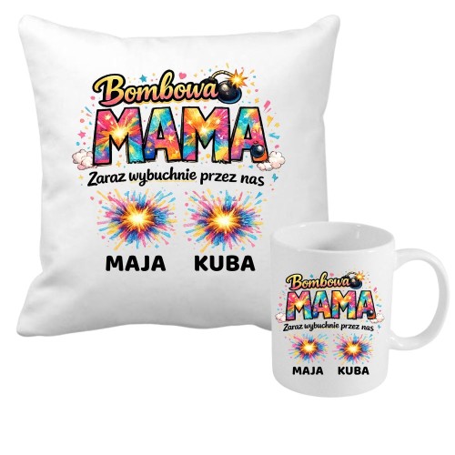 Zestaw poduszka i kubek Bombowa MAMA z imionami dzieci.jpg