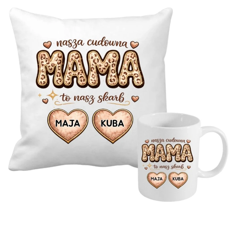 Zestaw poduszka i kubek personalizowany prezent dla mamy z imionami dzieci.jpg