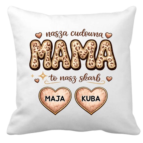 Poduszka Cudowna MAMA to nasz skarb panterka z imionami dzieci.jpg
