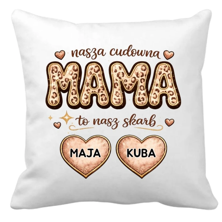 Poduszka Cudowna MAMA to nasz skarb panterka z imionami dzieci.jpg