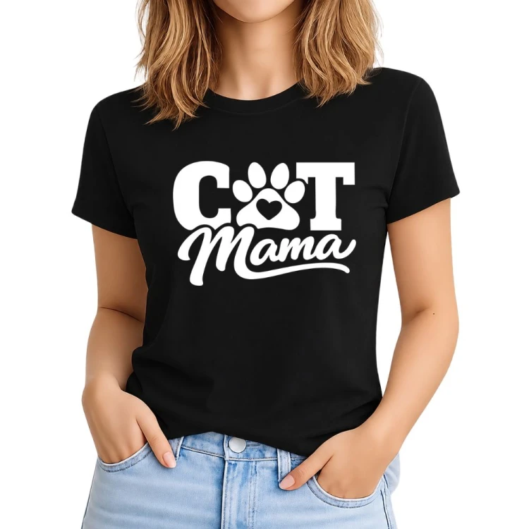 Koszulka dla kociej mamy CAT mama czarna.jpg