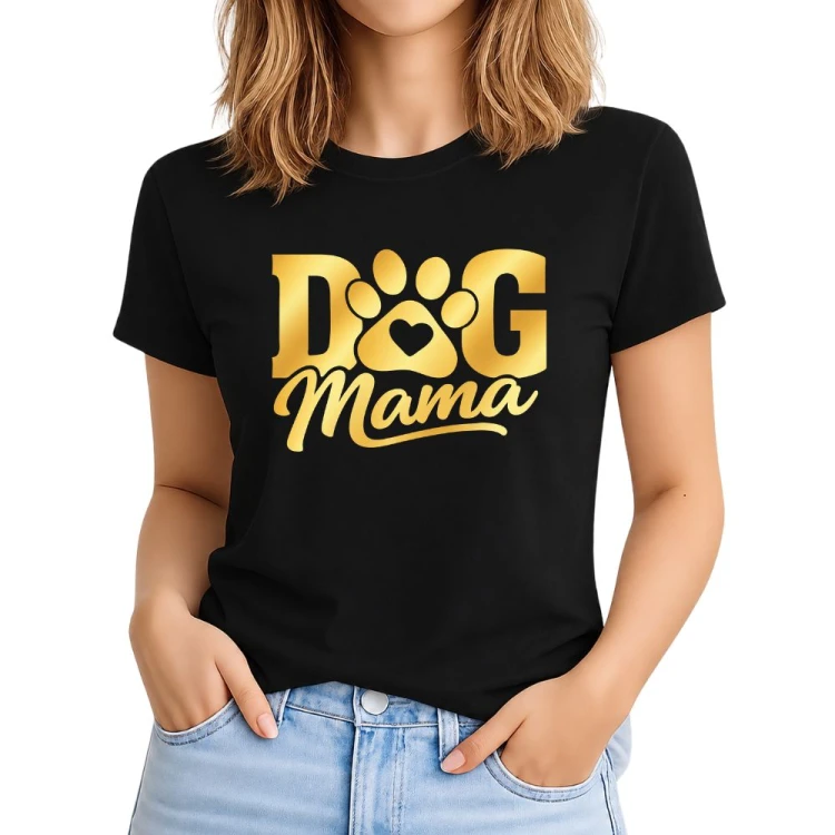 Koszulka dla psiej mamy DOG mama czarna - złoty nadruk.jpg