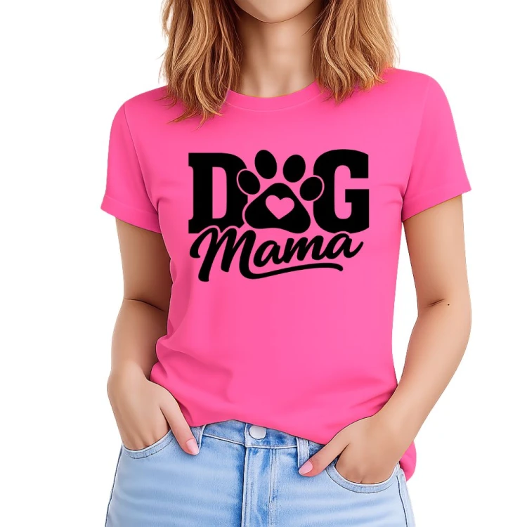 Koszulka dla psiej mamy DOG mama różówa - czarny nadruk.jpg