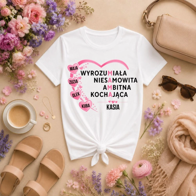 Prezent na dzień mamy - Koszulka MAMA w 4 słowach z imionami dzieci.jpg