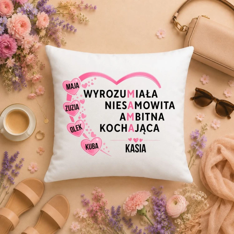 Prezent na dzień mamy - Poduszka MAMA w 4 słowach z imionami dzieci.jpg