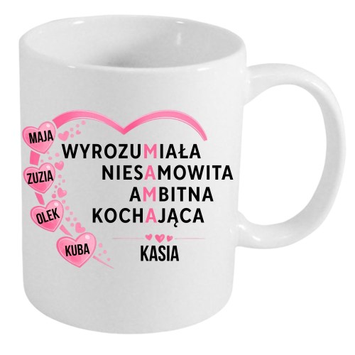 Kubek dla mamy z imionami dzieci MAMA w 4 słowach.jpg