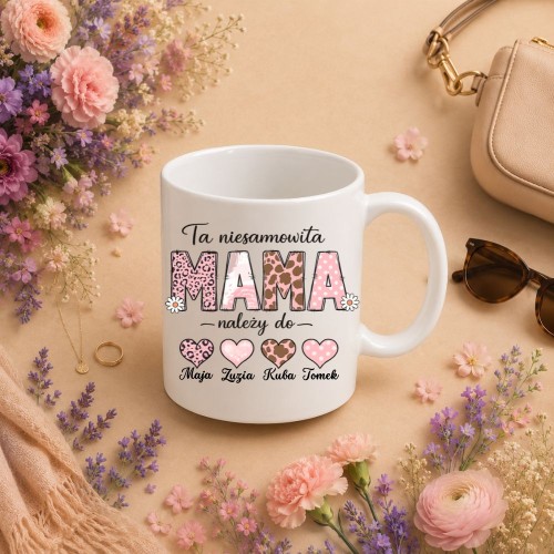 Prezent na dzień mamy - Kubek Niesamowita MAMA z imionami dzieci.jpg