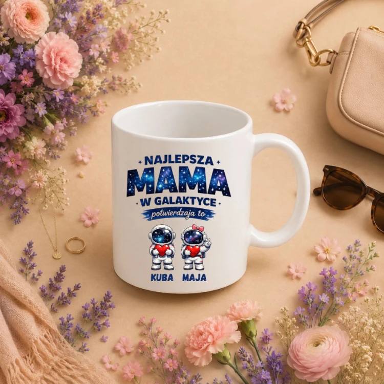 Prezent na dzień mamy - Kubek Najlepsza MAMA w galaktyce z imionami dzieci.jpg