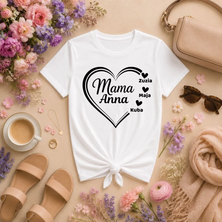 Prezent na dzień mamy - Koszulka serce z imionami dzieci biała.jpg