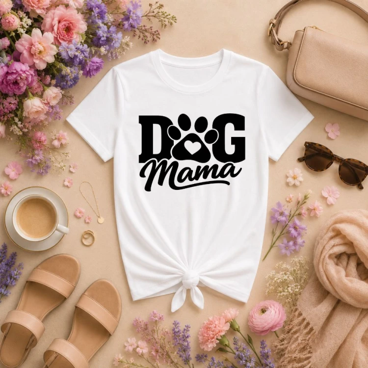 Prezent na dzień mamy - Koszulka DOG mama biała.jpg