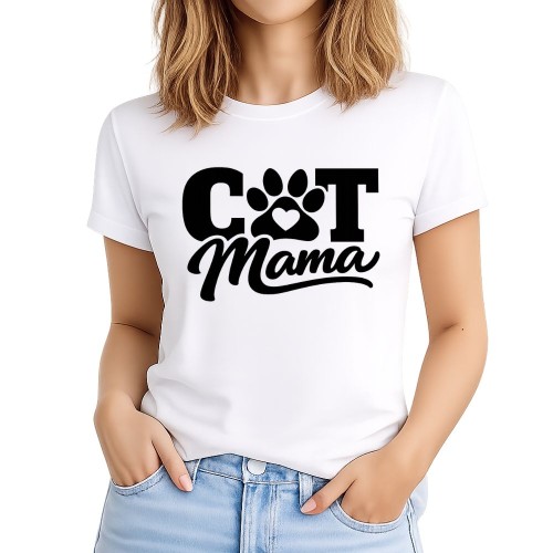 Koszulka dla kociej mamy CAT mama biała.jpg