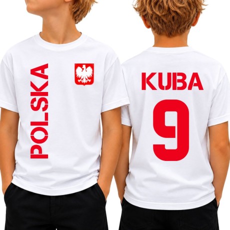Przejdź do produktu Koszulka dziecięca sportowa dla piłkarza z imieniem POLSKA