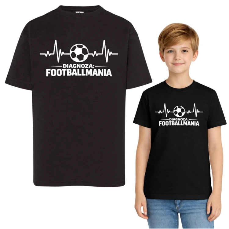 Koszulka dziecięca dla Fana Piłki Nożnej Diagnoza Footballmania - czarna.jpg