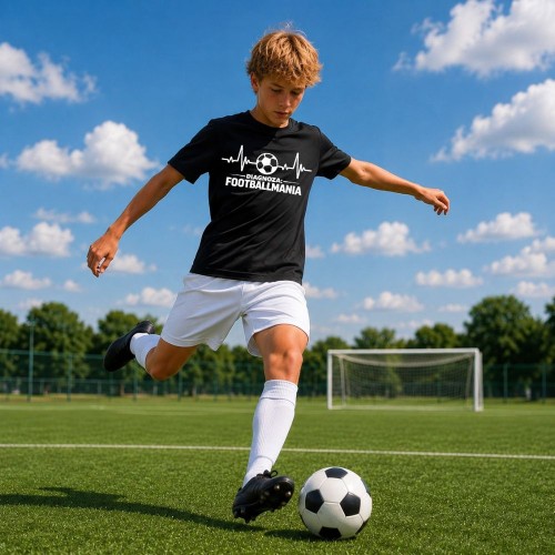 Prezent dla dziecka - T-Shirt dla Fana Piłki Nożnej Diagnoza Footballmania - czarny.jpg