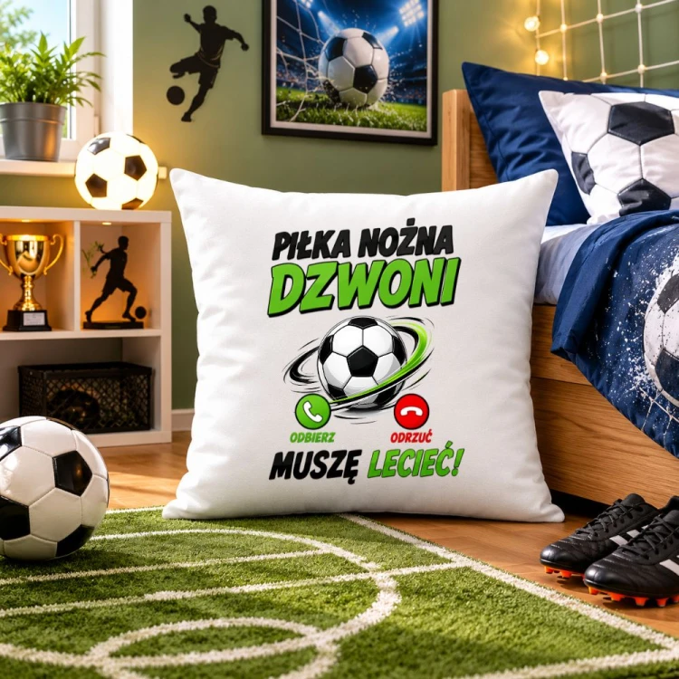 Prezent dla dziecka - Poduszka dla piłkarza PIŁKA NOŻNA DZWONI.jpg
