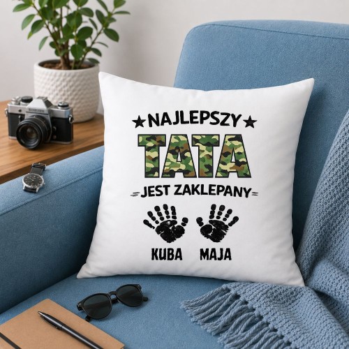 Prezent na Dzień Taty - Poduszka Najlepszy TATA jest zaklepany z imionami dzieci.jpg