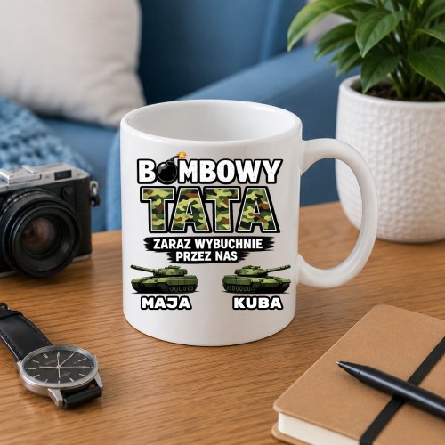 Prezent na dzień taty - Kubek Bombowy TATA z imionami dzieci.jpg