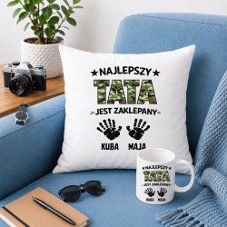Prezent na dzień taty - Zestaw poduszka i kubek Najlepszy TATA jest zaklepany z imionami dzieci.jpg