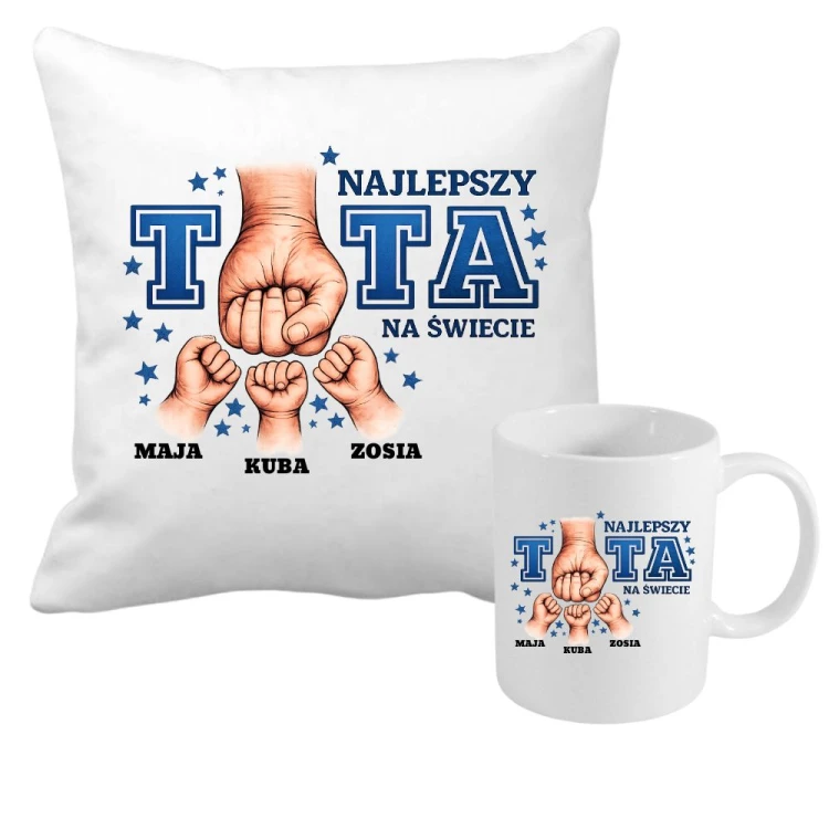 Poduszka i kubek Najlepszy TATA na świecie z imionami dzieci.jpg
