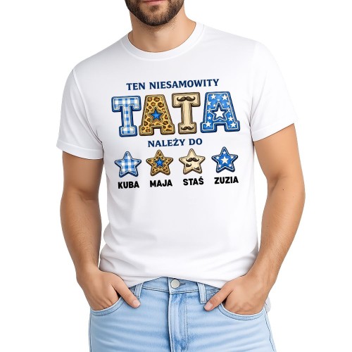 Koszulka dla taty z imionami dzieci Niesamowity TATA.jpg