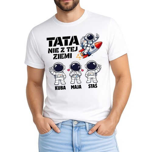 Koszulka TATA nie z tej ziemi z imionami dzieci prezent dla taty.jpg