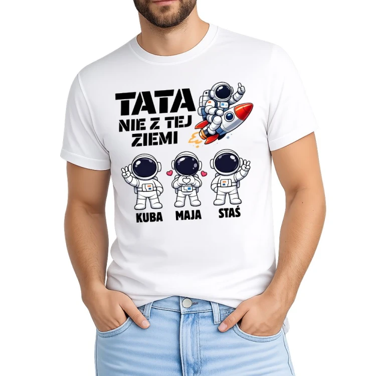 Koszulka TATA nie z tej ziemi z imionami dzieci prezent dla taty.jpg