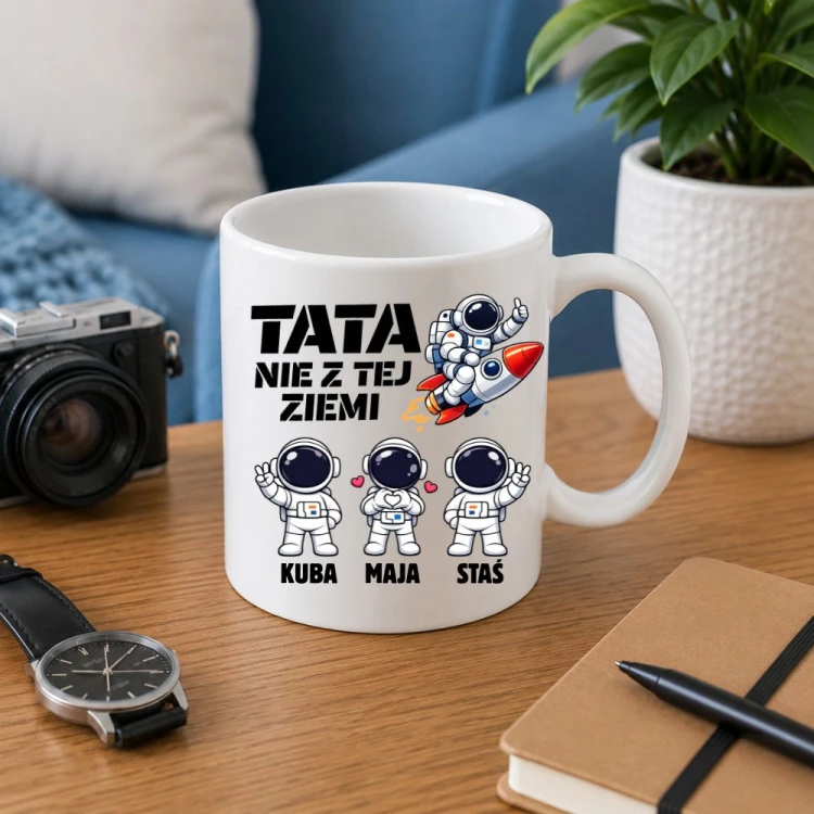 Prezent na dzień taty - Kubek TATA nie z tej ziemi z imionai dzieci.jpg