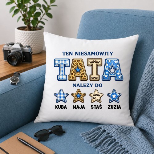 Prezent na dzień taty - Poduszka Ten Niesamowity TATA należy do z imionami dzieci.jpg