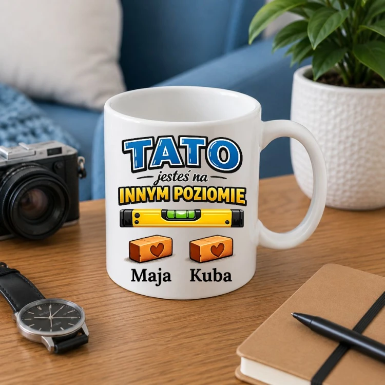 Prezent na dzień taty - Kubek TATO jesteś na innym poziomie z imionami dzieci.jpg