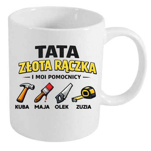 Kubek TATA złota rączka i moi pomocnicy z imionami dzieci.jpg