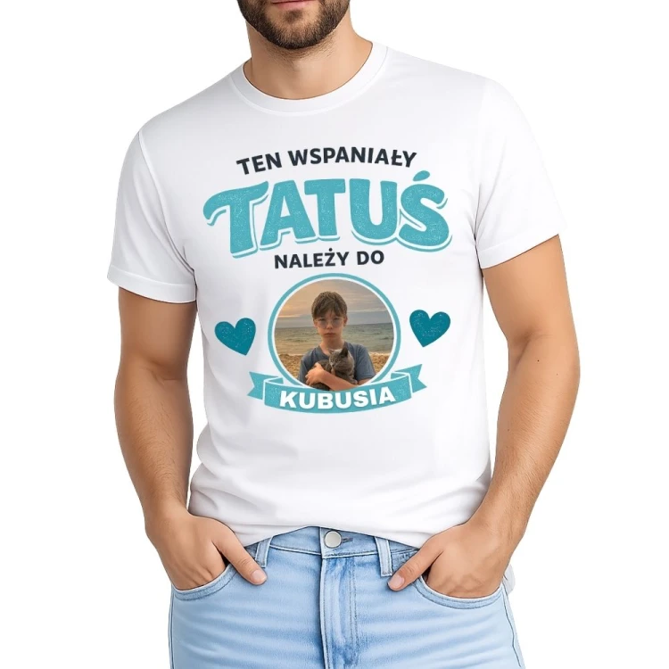 Koszulka dla taty ze zdjęciem i imieniem dziecka WSPANIAŁY TATUŚ.jpg