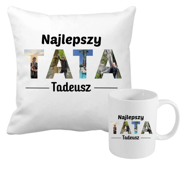 Zestaw poduszka i kubek Najlepszy TATA ze zdjęciami i imionami dzieci.jpg