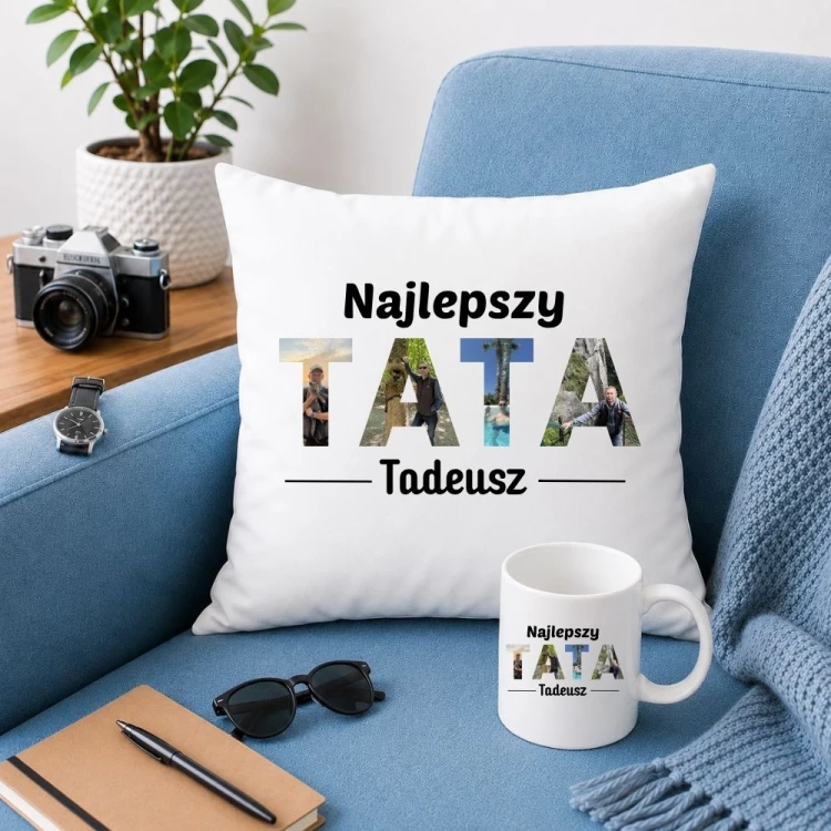 Prezent na dzień taty - Poduszka i kubek ze zdjęciami i imieniem.jpg