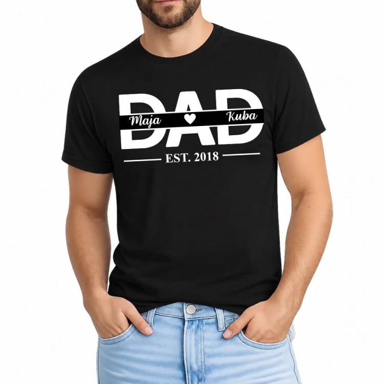 Koszulka dla taty DAD z imionami dzieci czarna.jpg