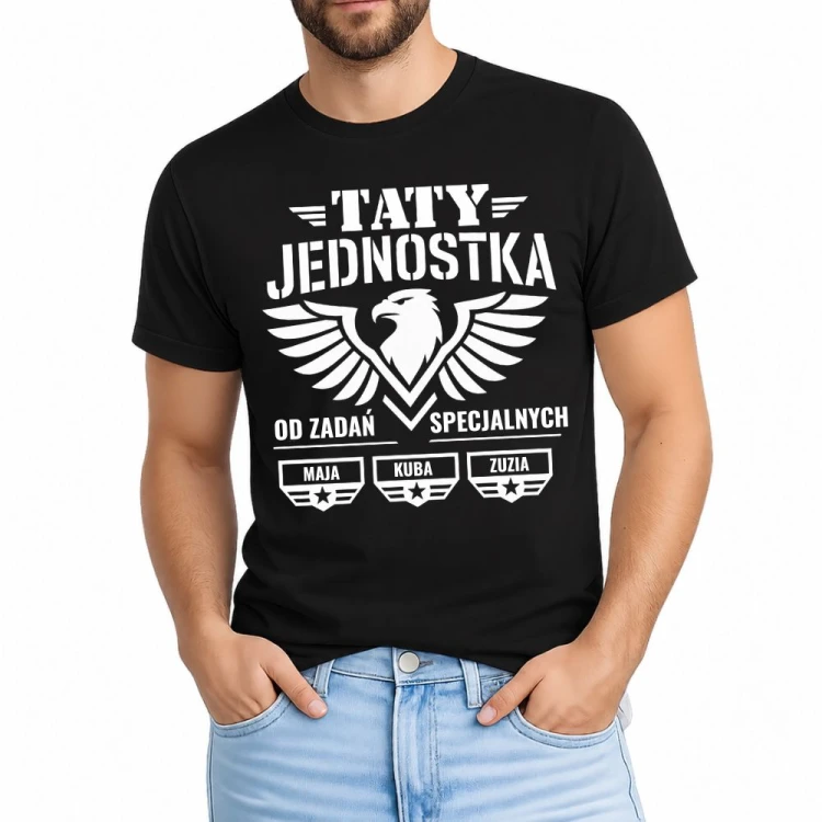 Koszulka TATY jednostka od zadań specjalnych z imionami dzieci czarna.jpg