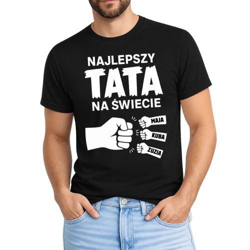 Koszulka Najlepszy TATA na świecie z imionami dzieci czarna.jpg