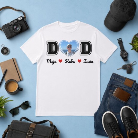 Przejdź do produktu Koszulka dla taty DAD ze zdjęciem i imionami dzieci prezent