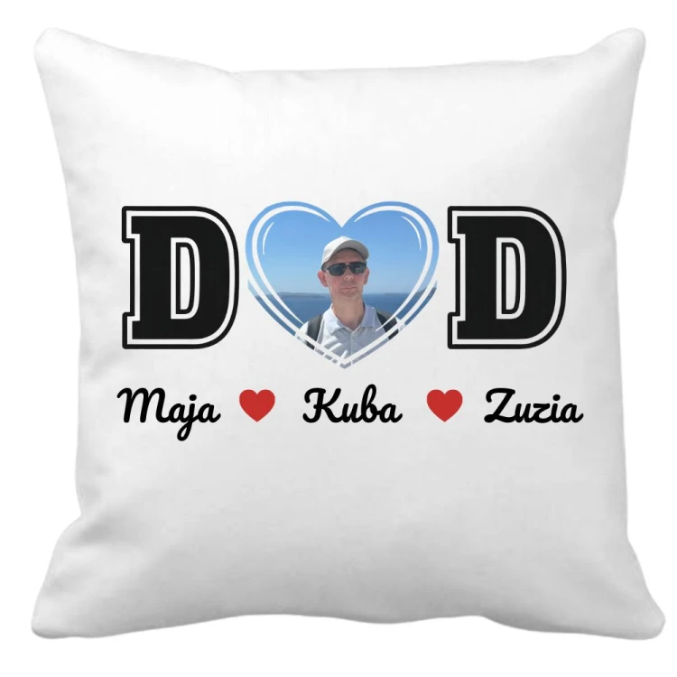 Poduszka dla taty DAD ze zdjęciem i imionami dzieci.jpg