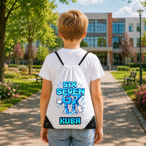 Worek szkolny dla dziecka personalizowany z imieniem na buty - SIX SEVEN 67