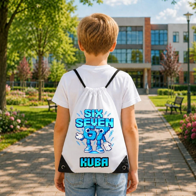 Worek szkolny dla dziecka personalizowany z imieniem na buty - SIX SEVEN 67