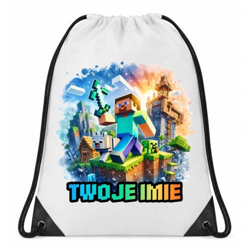 Worek plecak z imieniem MINECRAFT do przedszkola szkoły na wf