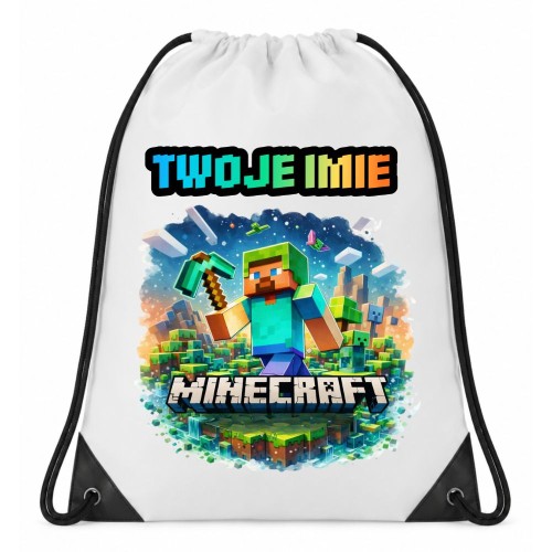 Worek plecak z imieniem MINECRAFT do przedszkola szkoły na wf