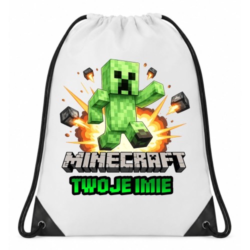 Worek plecak z imieniem MINECRAFT CREEPER do przedszkola szkoły na wf