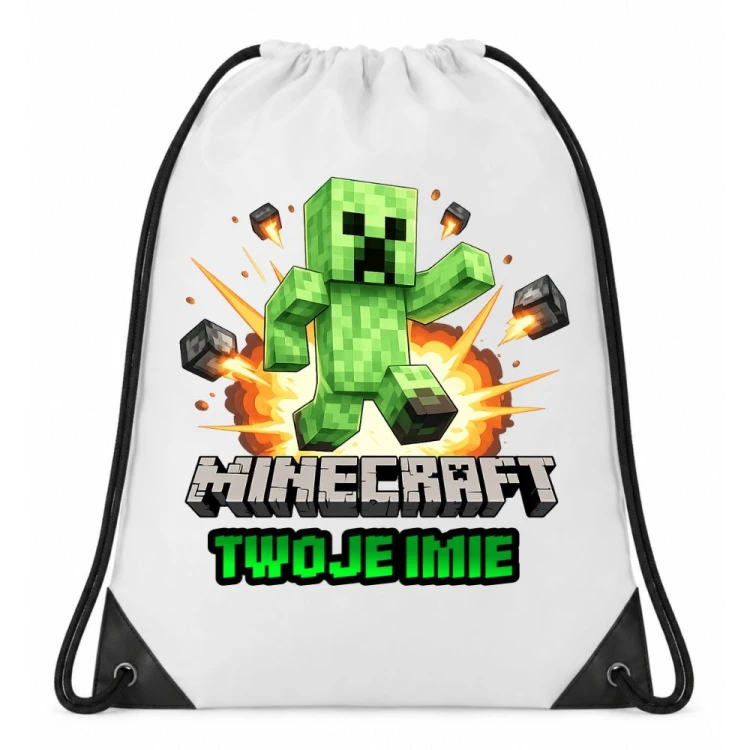 Worek plecak z imieniem MINECRAFT CREEPER do przedszkola szkoły na wf