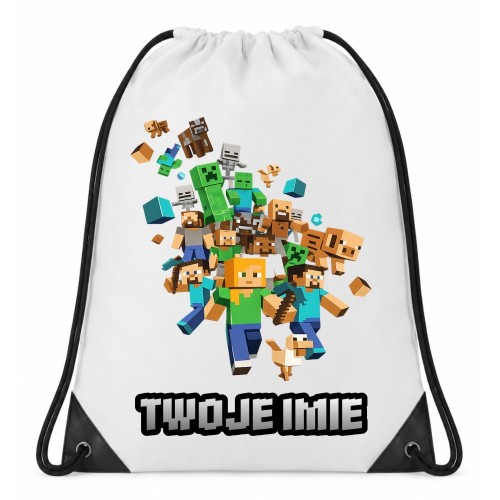 Worek plecak z imieniem MINECRAFT do przedszkola szkoły na wf