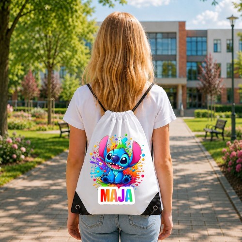 Worek szkolny dla dziecka personalizowany z imieniem na buty - STITCH