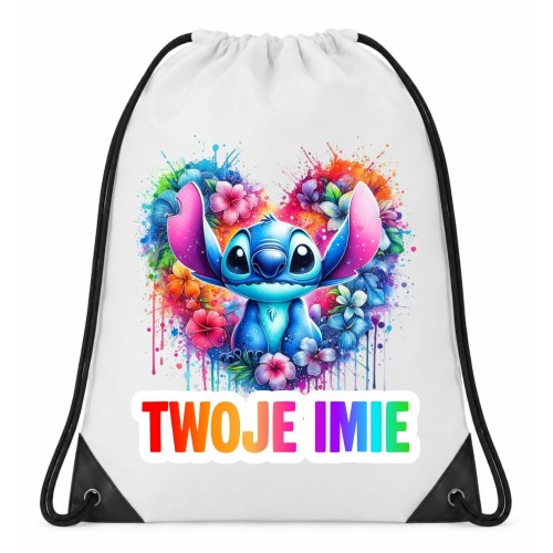 Worek plecak z imieniem STITCH do przedszkola szkoły na wf