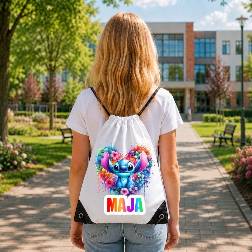 Worek szkolny dla dziecka personalizowany z imieniem na buty - STITCH