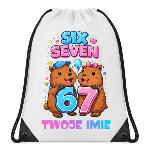 Worek plecak z imieniem KAPIBARY SIX SEVEN 67 do przedszkola szkoły na wf